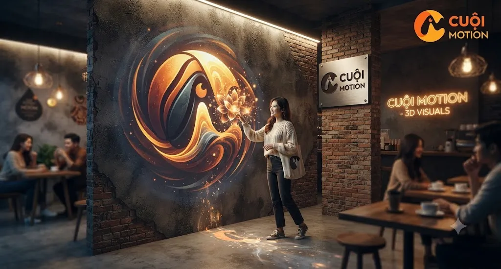 3D Mapping trong nhà: Giải Pháp Ánh Sáng Quán Cafe BMT